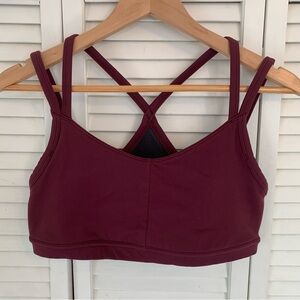 Oiselle Women’s Size 10 Sports Bra Burgundy Strappy Back Yoga Running Workout